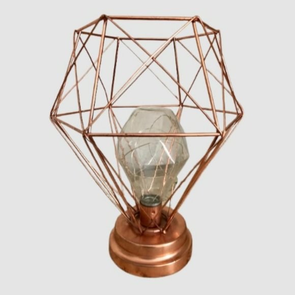 Rustic Rose Gold Geometric Shape Table Top Light - Picture 2 of 8